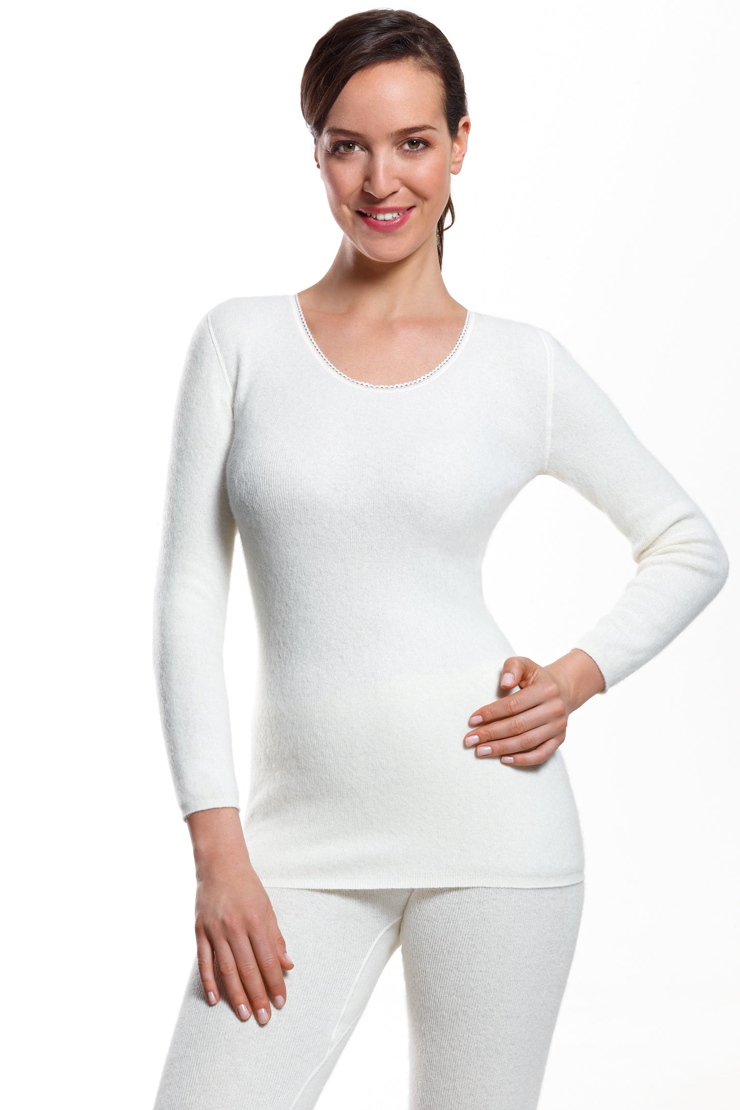 Damen Hemd langarm - Angora 100, wärmend, flauschig, atmungsaktiv.