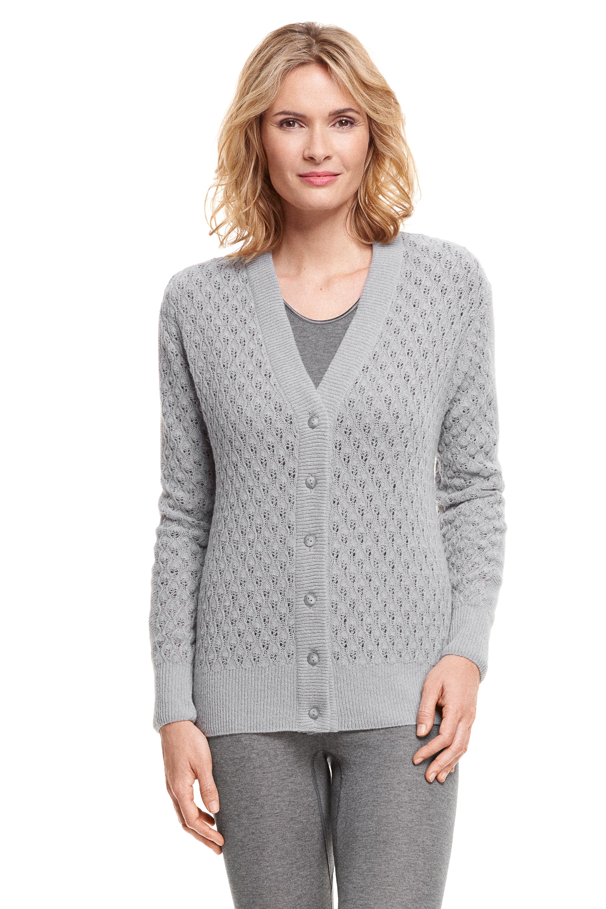 Damen Strickjacke - Angora 50, edles Jacquardmuster, funktional und hochwertig.