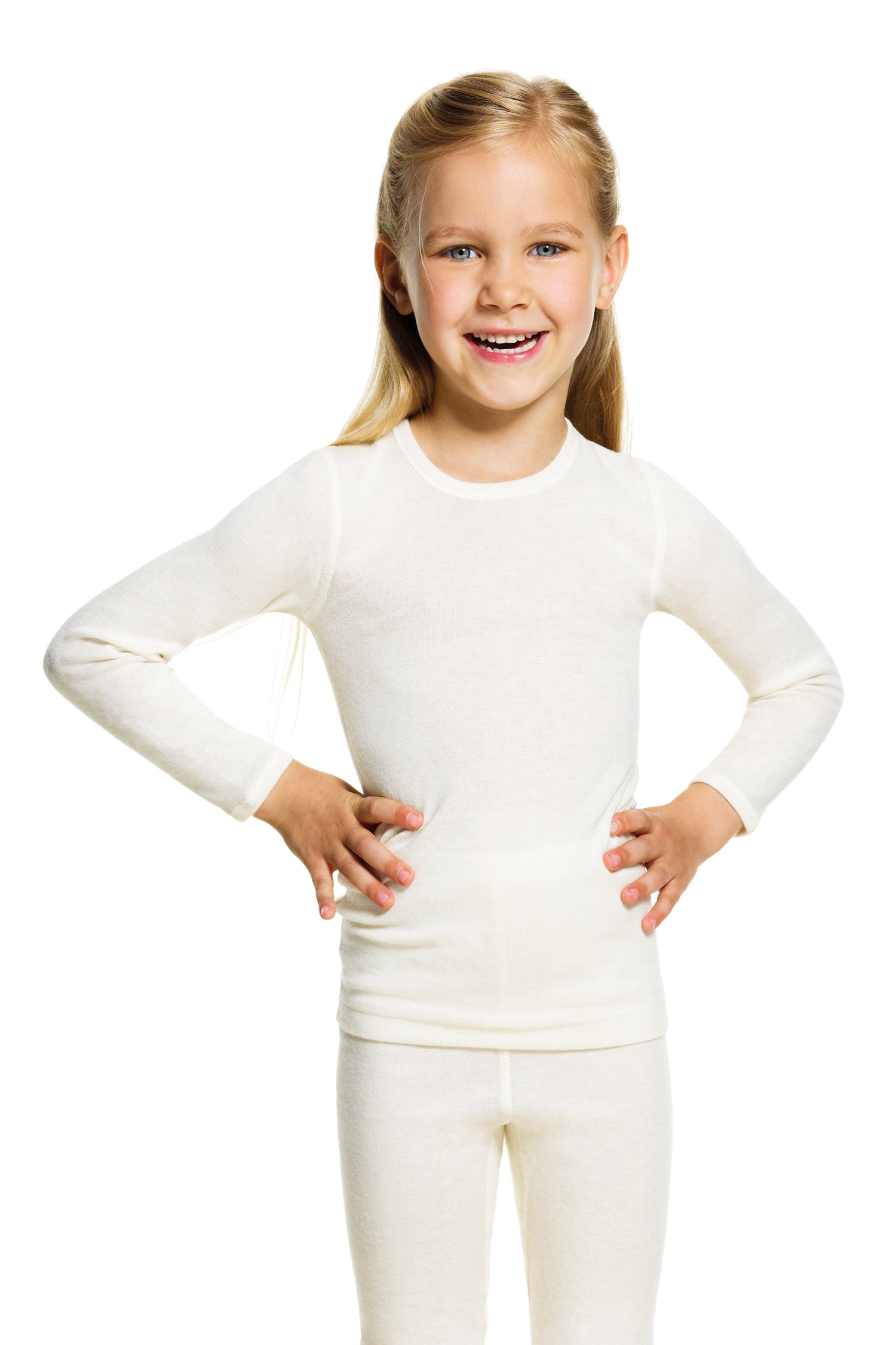Langarm-Kindershirt aus Angora und Baumwolle für kühle Tage.
